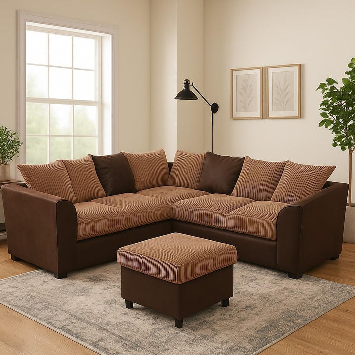 Dylan Byron Cord dual arm 5 seater 2c2 Corner Sofa