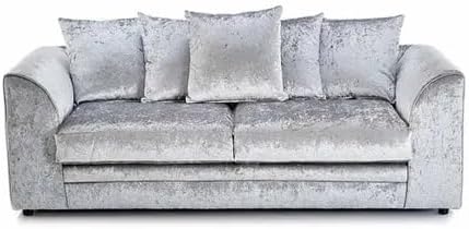 Dylan Crush Velvet L Shape 4, 5 Seater Corner Sofa (Silver)