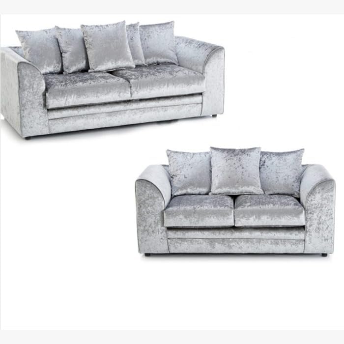 Dylan Crush Velvet L Shape 4, 5 Seater Corner Sofa (Silver)