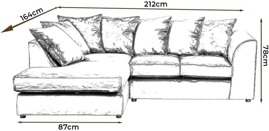 Dylan Crush Velvet L Shape 4, 5 Seater Corner Sofa (Mink)