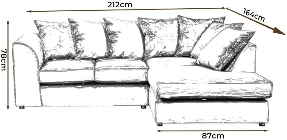 Dylan Crush Velvet L Shape 4, 5 Seater Corner Sofa (Mink)