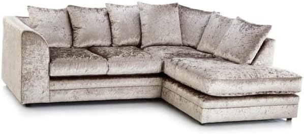 Dylan Crush Velvet L Shape 4, 5 Seater Corner Sofa (Mink)