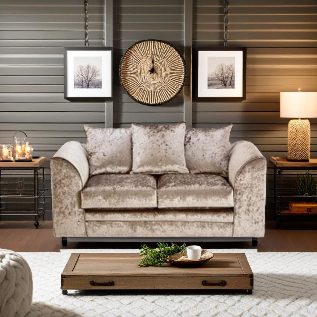 Dylan Crush Velvet L Shape 4, 5 Seater Corner Sofa (Mink)