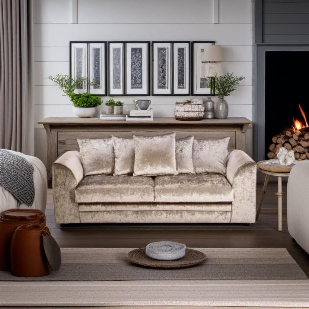 Dylan Crush Velvet L Shape 4, 5 Seater Corner Sofa (Mink)