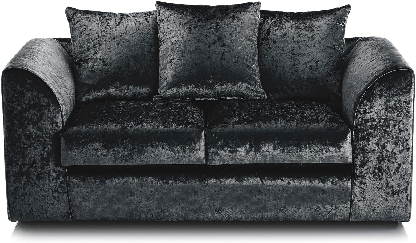 Dylan Crush Velvet L Shape 4, 5 Seater Corner Sofa (Black)