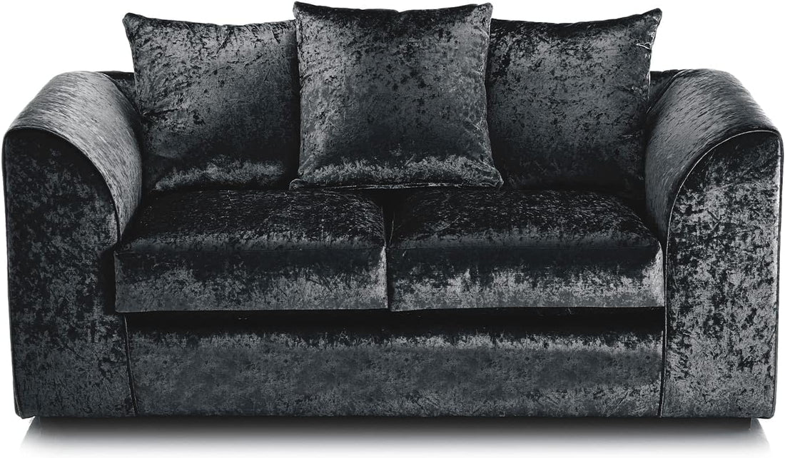 Dylan Crush Velvet L Shape 4, 5 Seater Corner Sofa (Black)