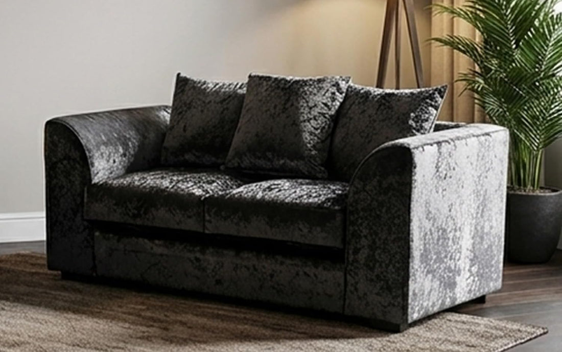 Dylan Crush Velvet L Shape 4, 5 Seater Corner Sofa (Black)
