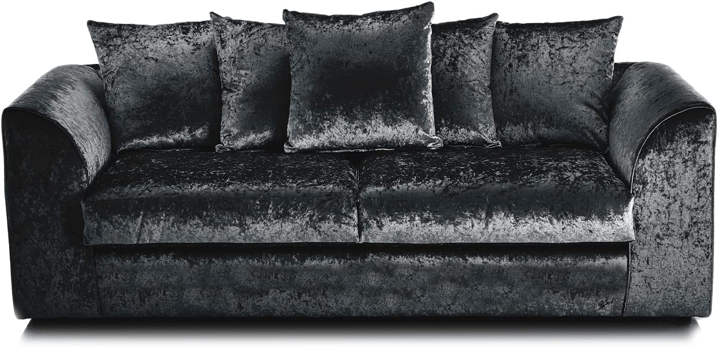 Dylan Crush Velvet L Shape 4, 5 Seater Corner Sofa (Black)