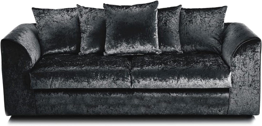 Dylan Crush Velvet L Shape 4, 5 Seater Corner Sofa (Black)
