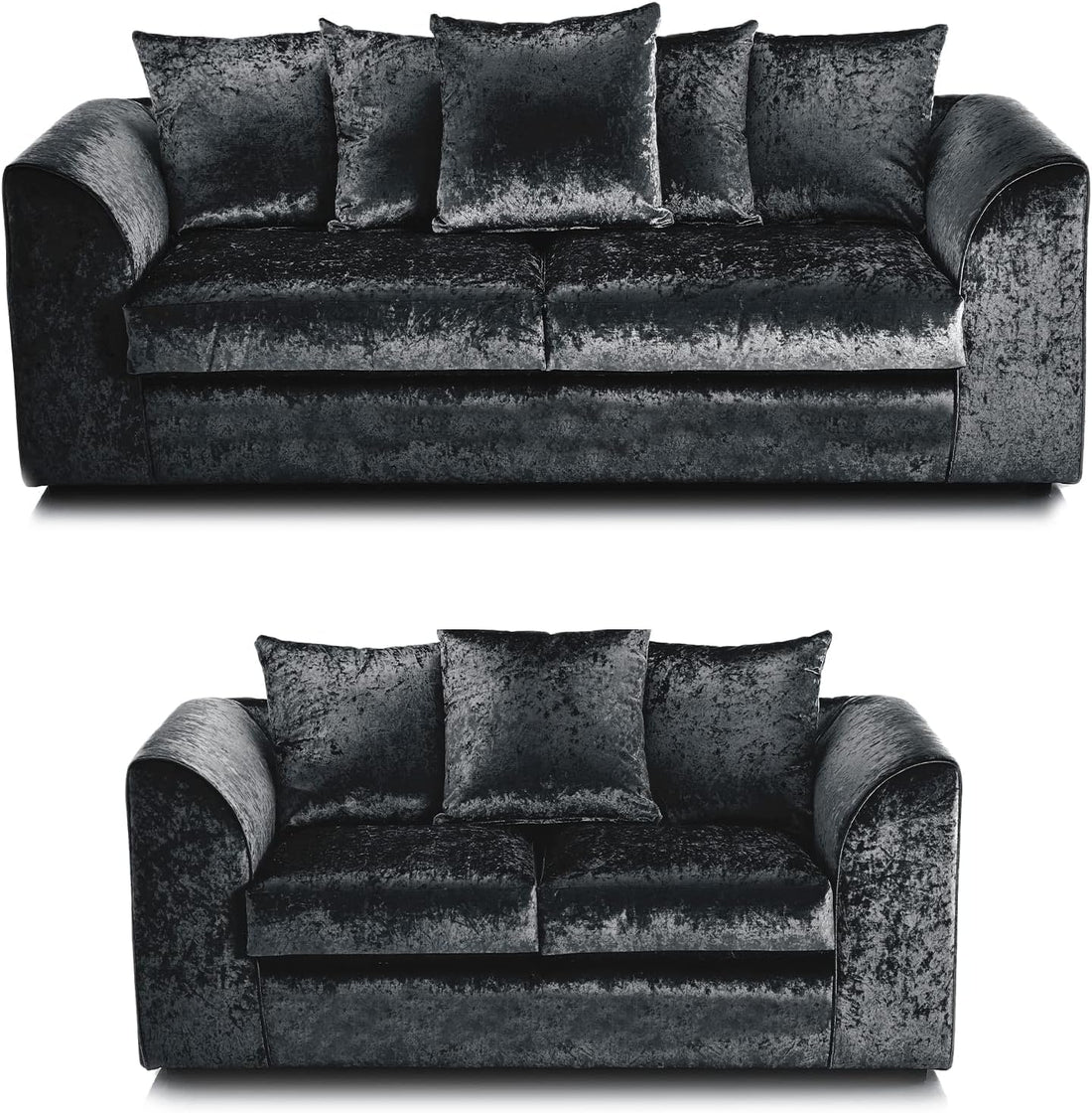 Dylan Crush Velvet L Shape 4, 5 Seater Corner Sofa (Black)
