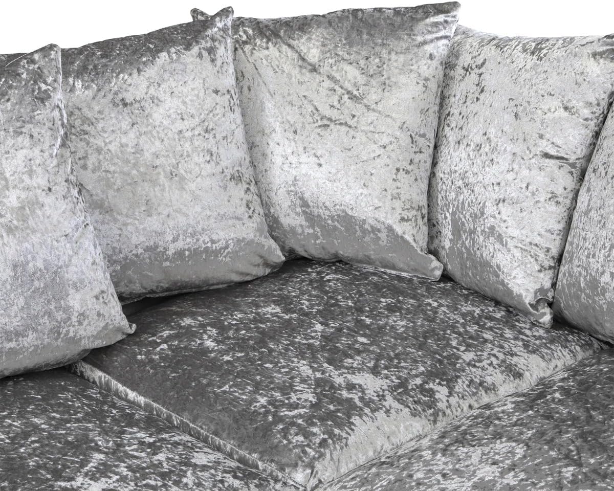 Dylan Crush Velvet L Shape 4, 5 Seater Corner Sofa (Silver)