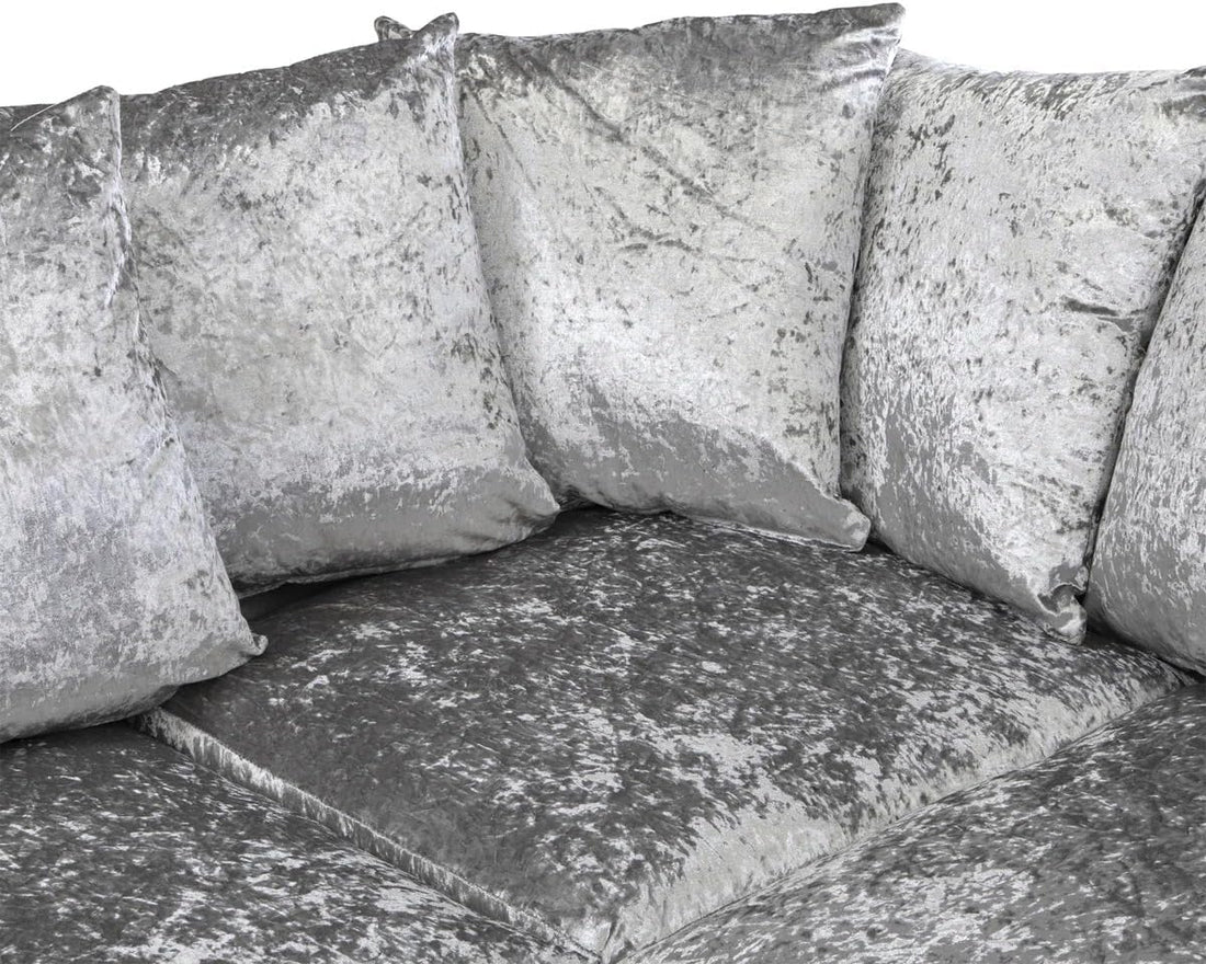 Dylan Crush Velvet L Shape 4, 5 Seater Corner Sofa (Silver)
