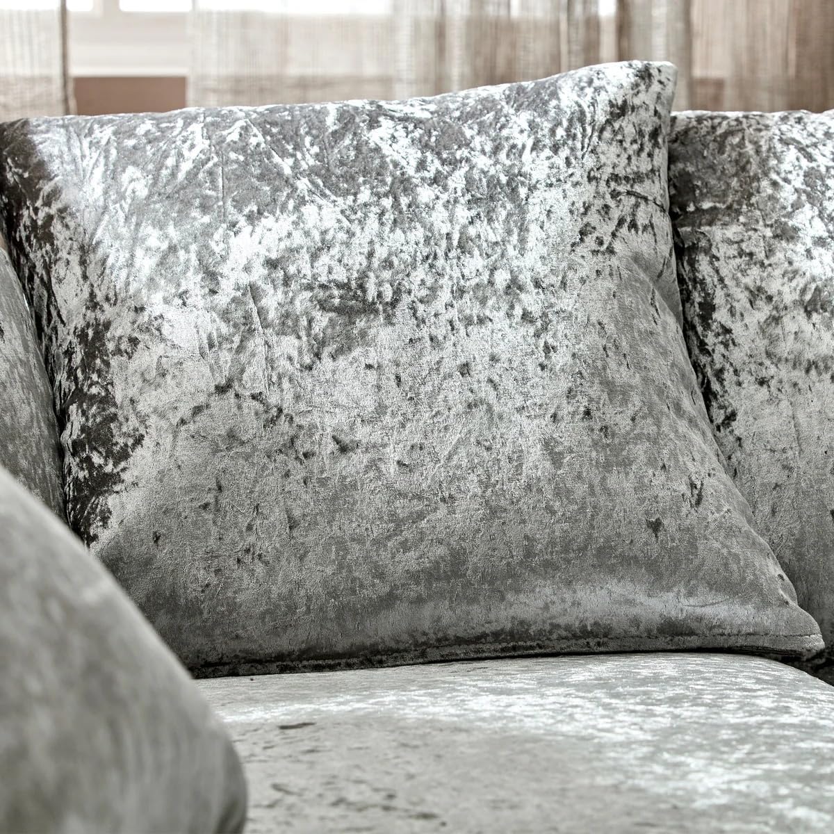 Dylan Crush Velvet L Shape 4, 5 Seater Corner Sofa (Silver)