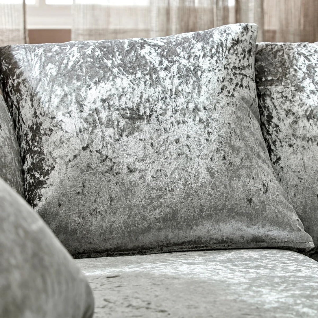 Dylan Crush Velvet L Shape 4, 5 Seater Corner Sofa (Silver)