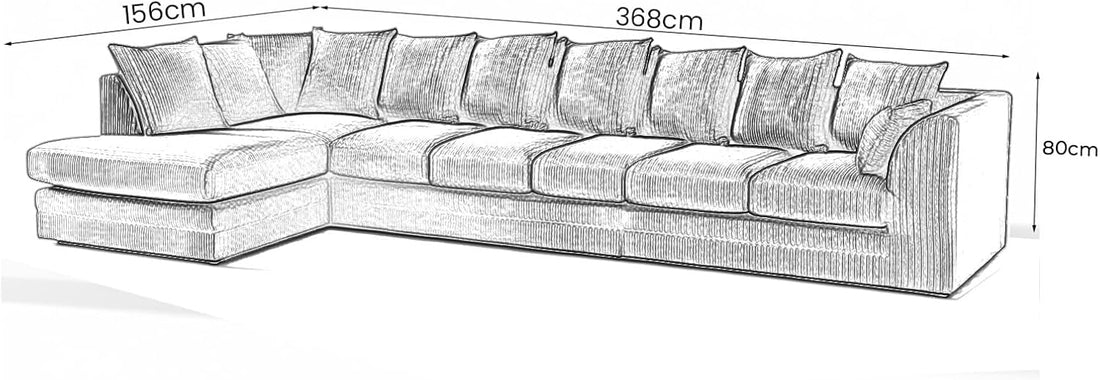 Dylan Jumbo Cord L Shape 7 Seater Left and Right Hand Corner Sofa
