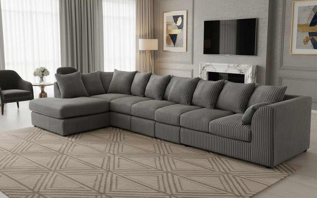 Dylan Jumbo Cord L Shape 7 Seater Left and Right Hand Corner Sofa