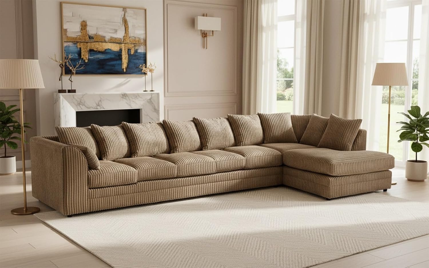 Dylan Jumbo Cord L Shape 7 Seater Left and Right Hand Corner Sofa