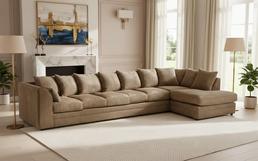Dylan Jumbo Cord L Shape 7 Seater Left and Right Hand Corner Sofa