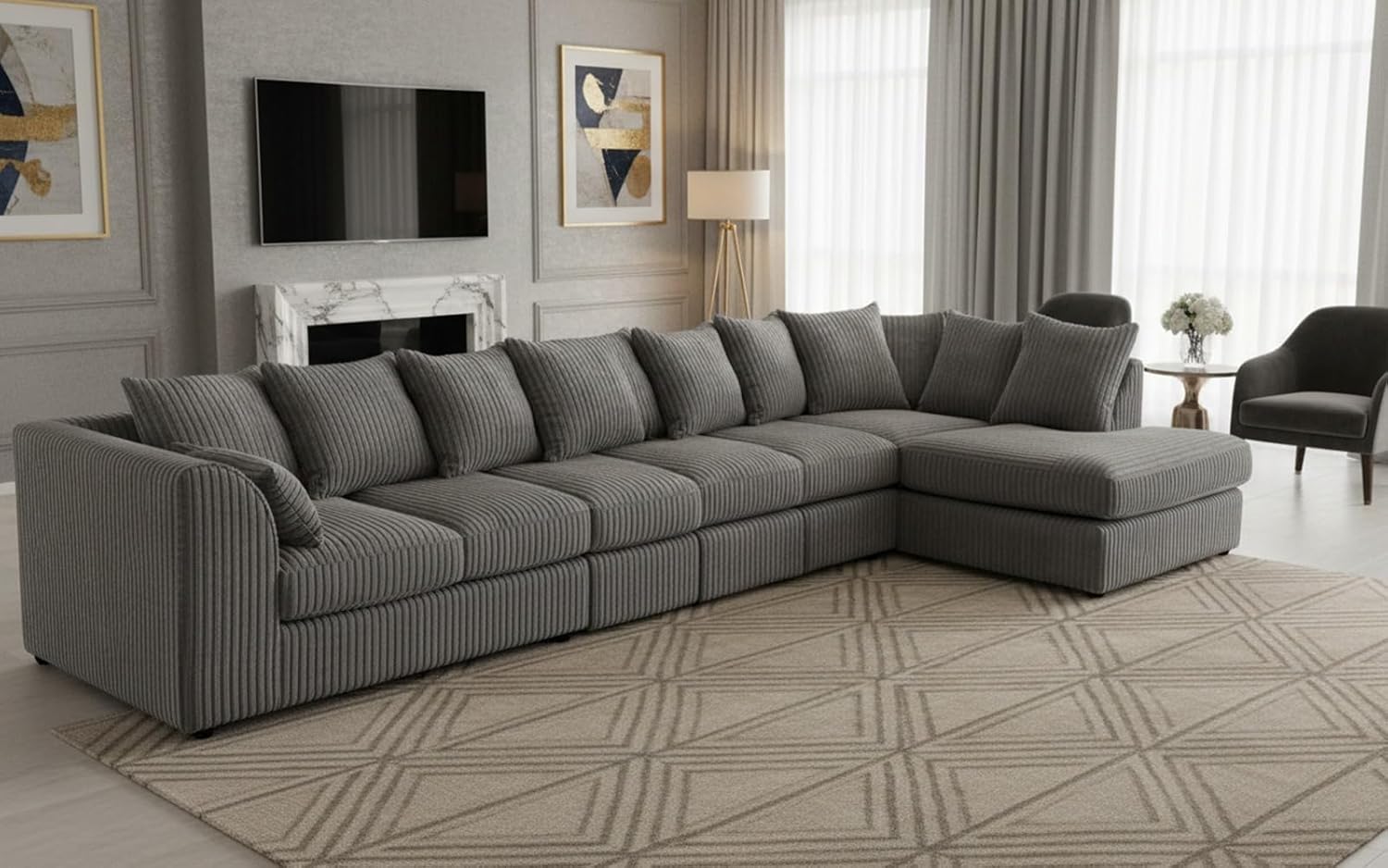 Dylan Jumbo Cord L Shape 7 Seater Left and Right Hand Corner Sofa