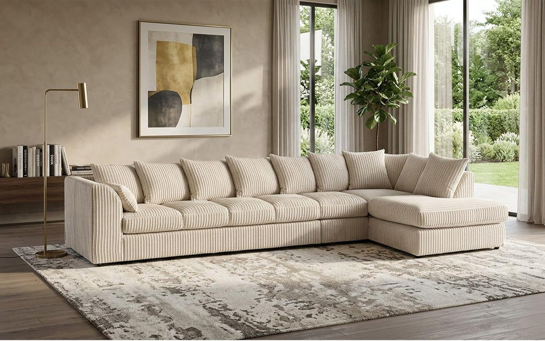 Dylan Jumbo Cord L Shape 7 Seater Left and Right Hand Corner Sofa