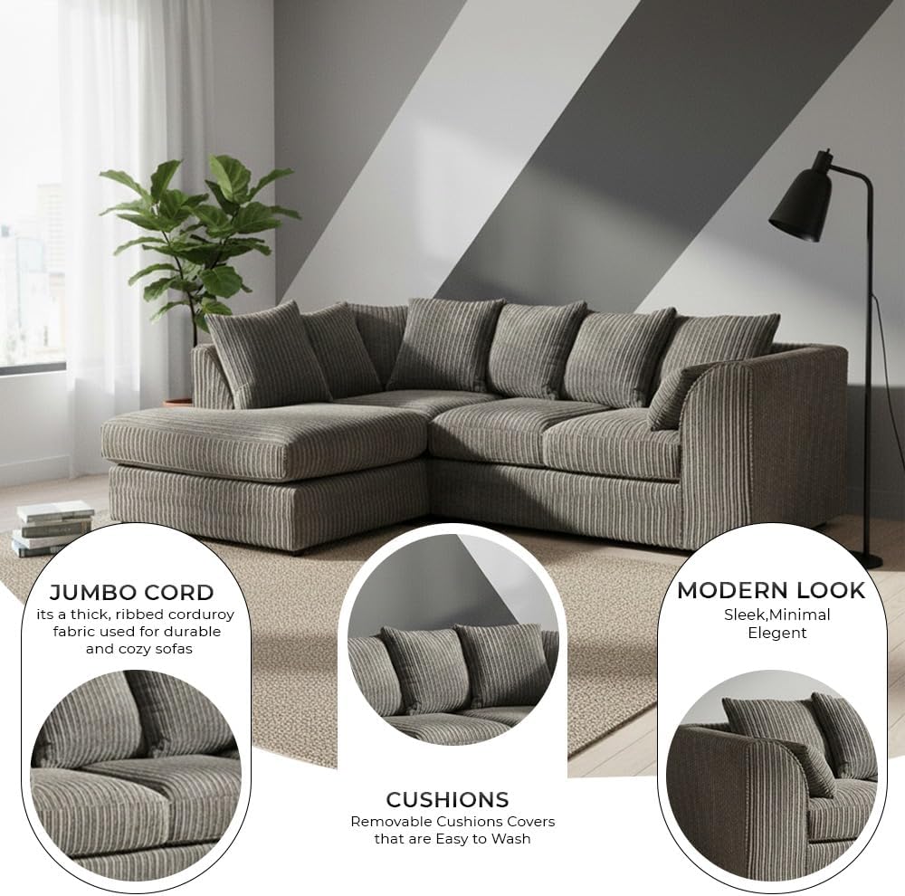 Dylan Jumbo Cord L shape 4 seater sofa