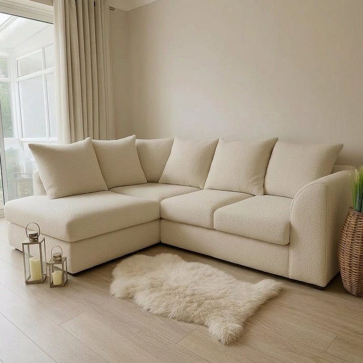 Dylan L shape 4 seater teddy Boucle Corner