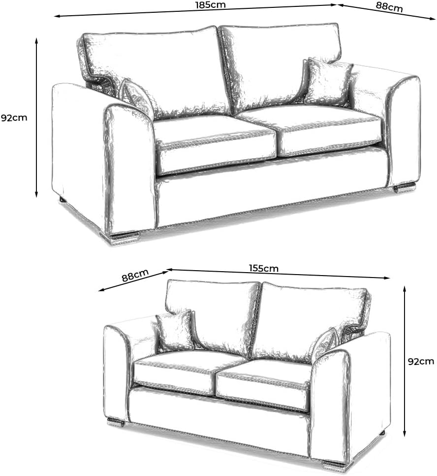 Dylan Plush Velvet 3+2 Sofa Set - High back, Scatter Back (Grey)