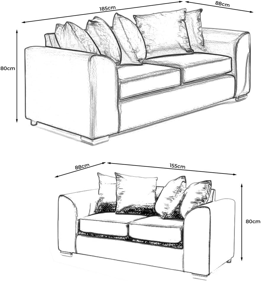 Dylan Plush Velvet 3+2 Sofa Set - High back, Scatter Back (Silver)