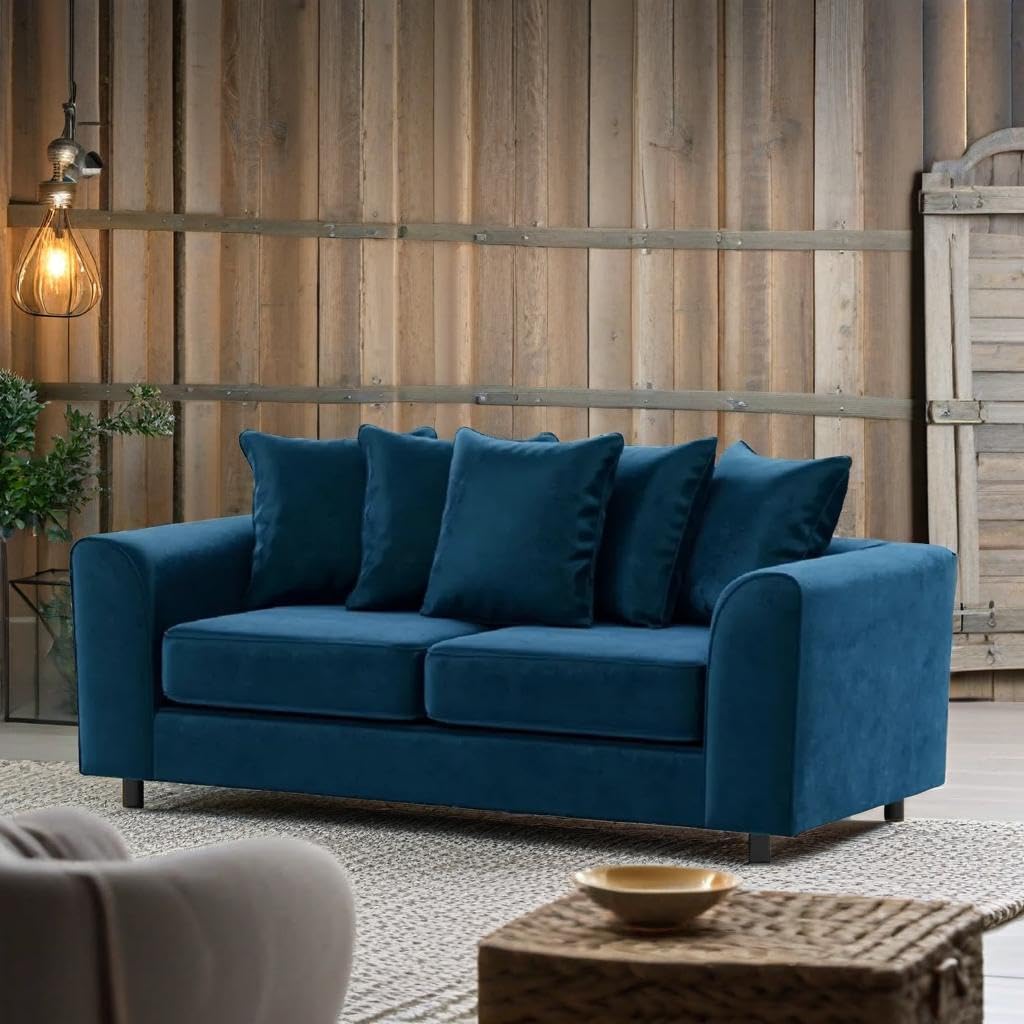 Dylan Plush Velvet L Shape 4 Seater Corner Sofa (Blue)