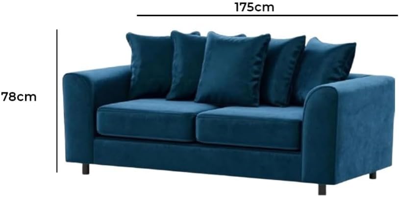 Dylan Plush Velvet L Shape 4 Seater Corner Sofa (Blue)