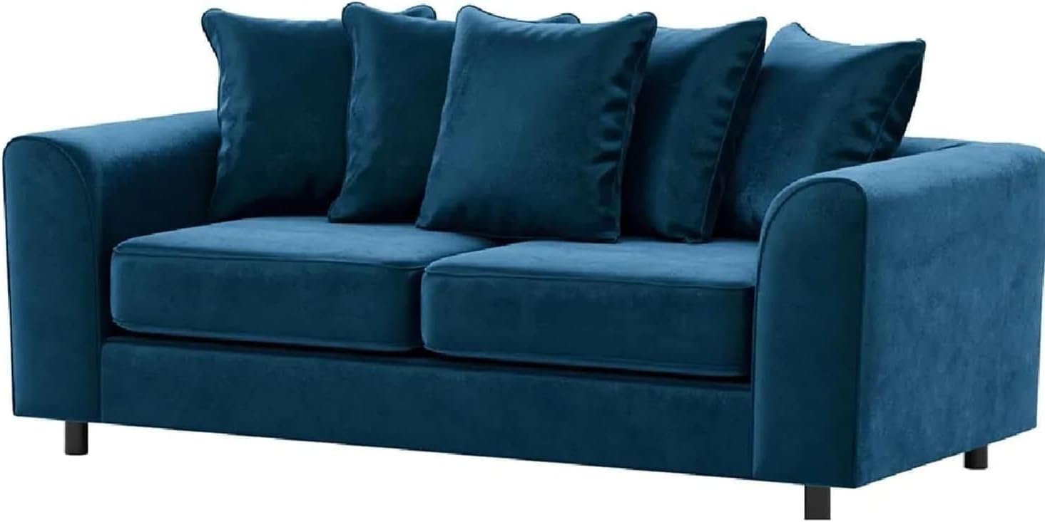 Dylan Plush Velvet L Shape 4 Seater Corner Sofa (Blue)