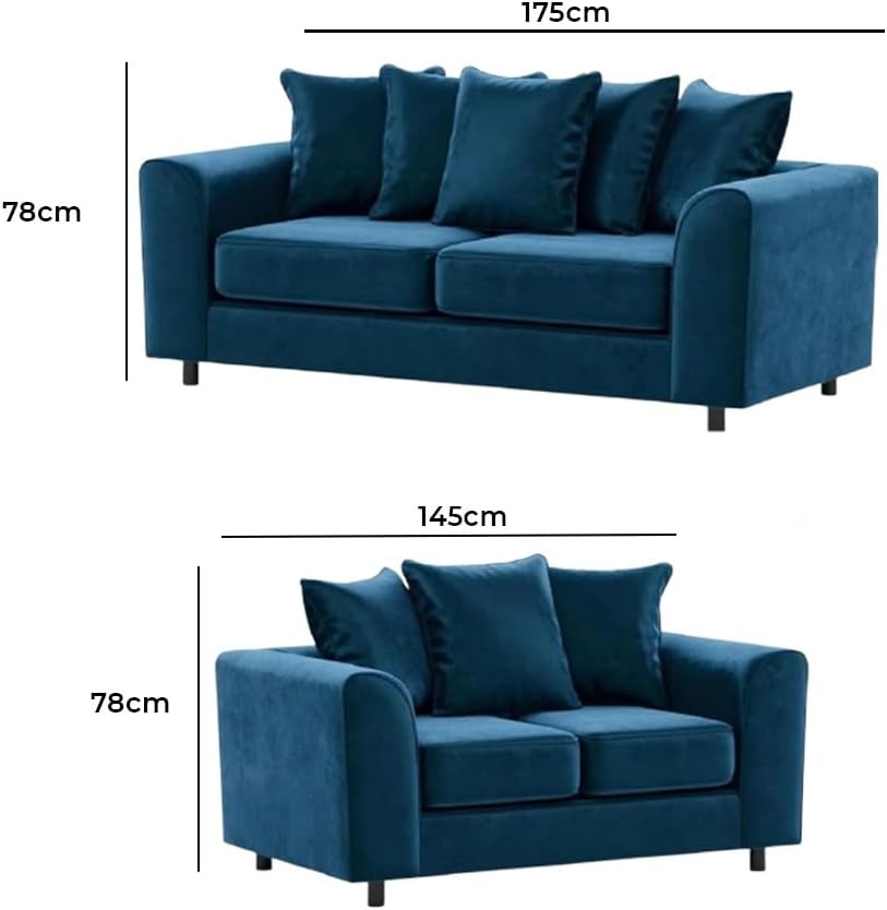 Dylan Plush Velvet L Shape 4 Seater Corner Sofa (Blue)