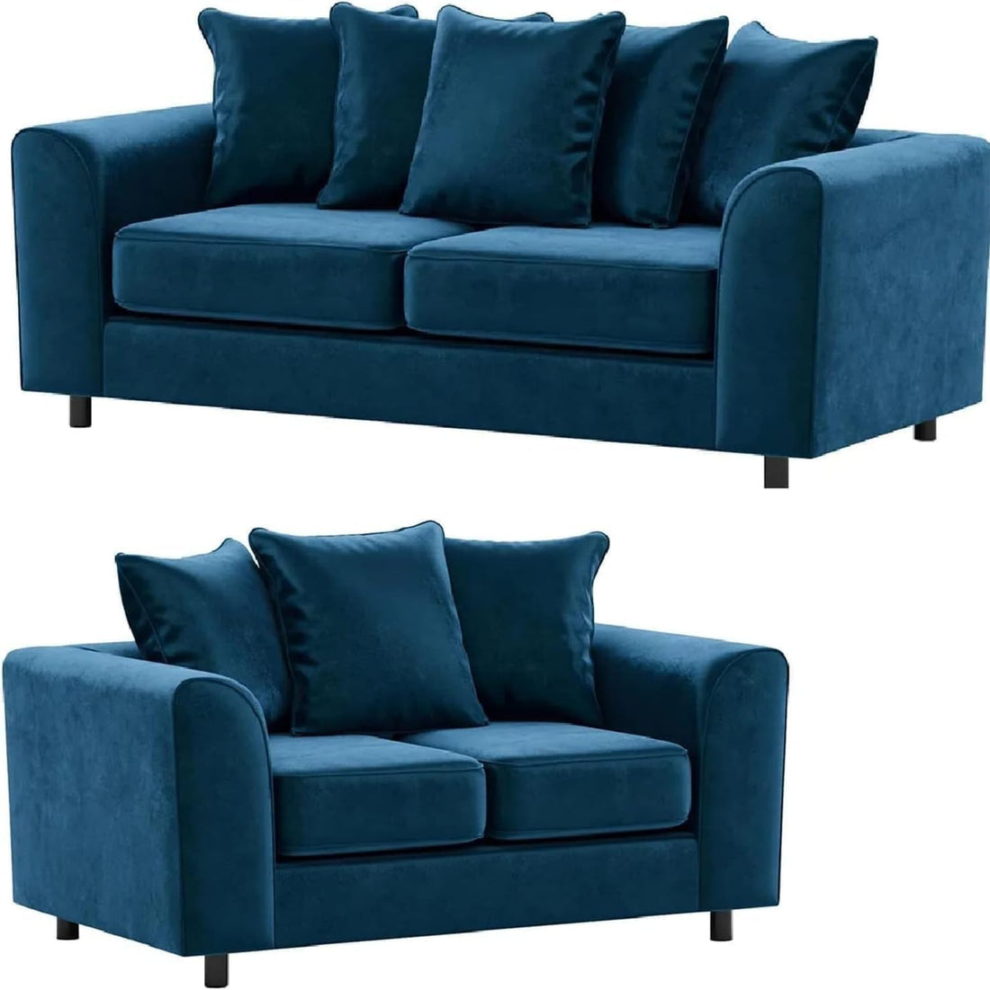 Dylan Plush Velvet L Shape 4 Seater Corner Sofa (Blue)
