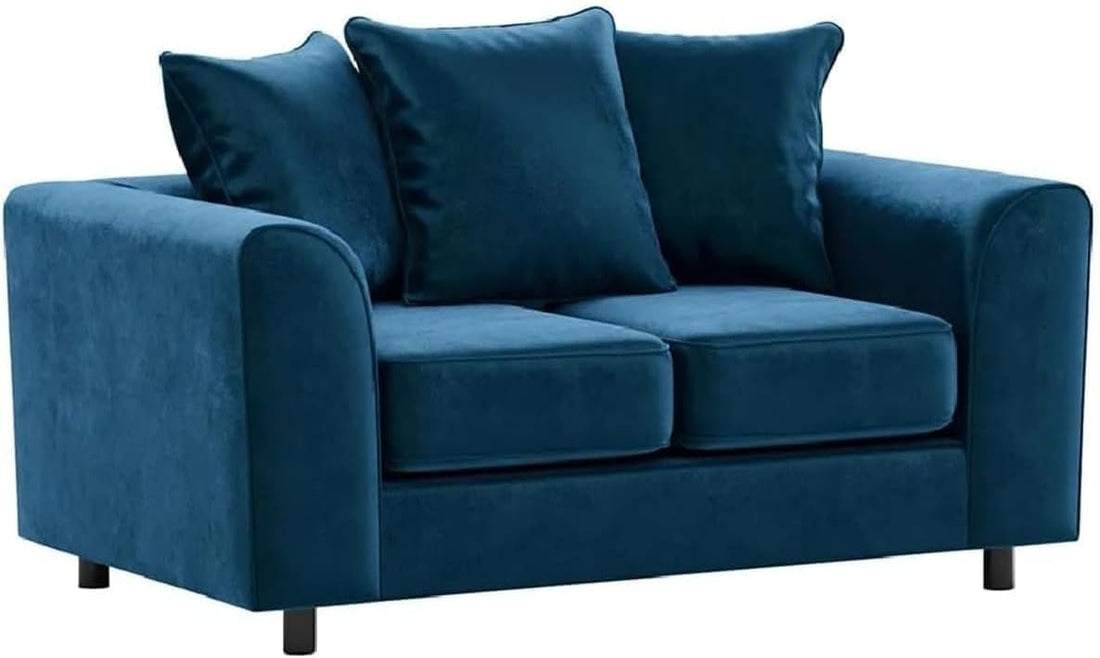 Dylan Plush Velvet L Shape 4 Seater Corner Sofa (Blue)