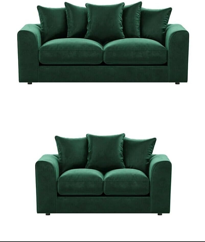 Dylan Plush Velvet L Shape 4 Seater Corner Sofa (Green)