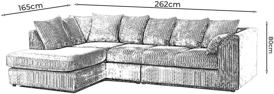 Dylan Crush Velvet L Shape 4, 5 Seater Corner Sofa (Mink)