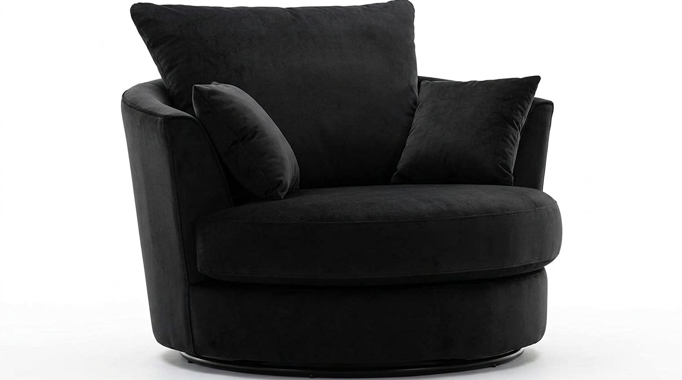 Dylan Plush Velvet L Shape 4 Seater Corner Sofa (Black)