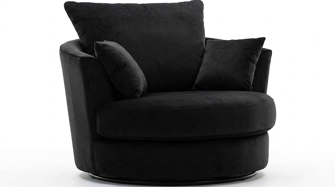 Dylan Plush Velvet L Shape 4 Seater Corner Sofa (Black)