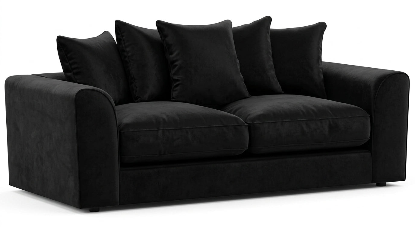 Dylan Plush Velvet L Shape 4 Seater Corner Sofa (Black)