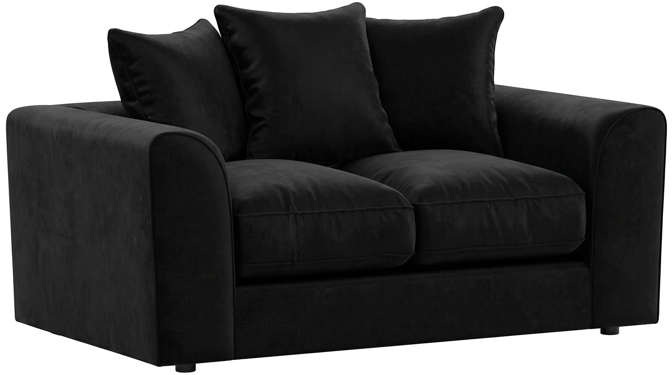 Dylan Plush Velvet L Shape 4 Seater Corner Sofa (Black)