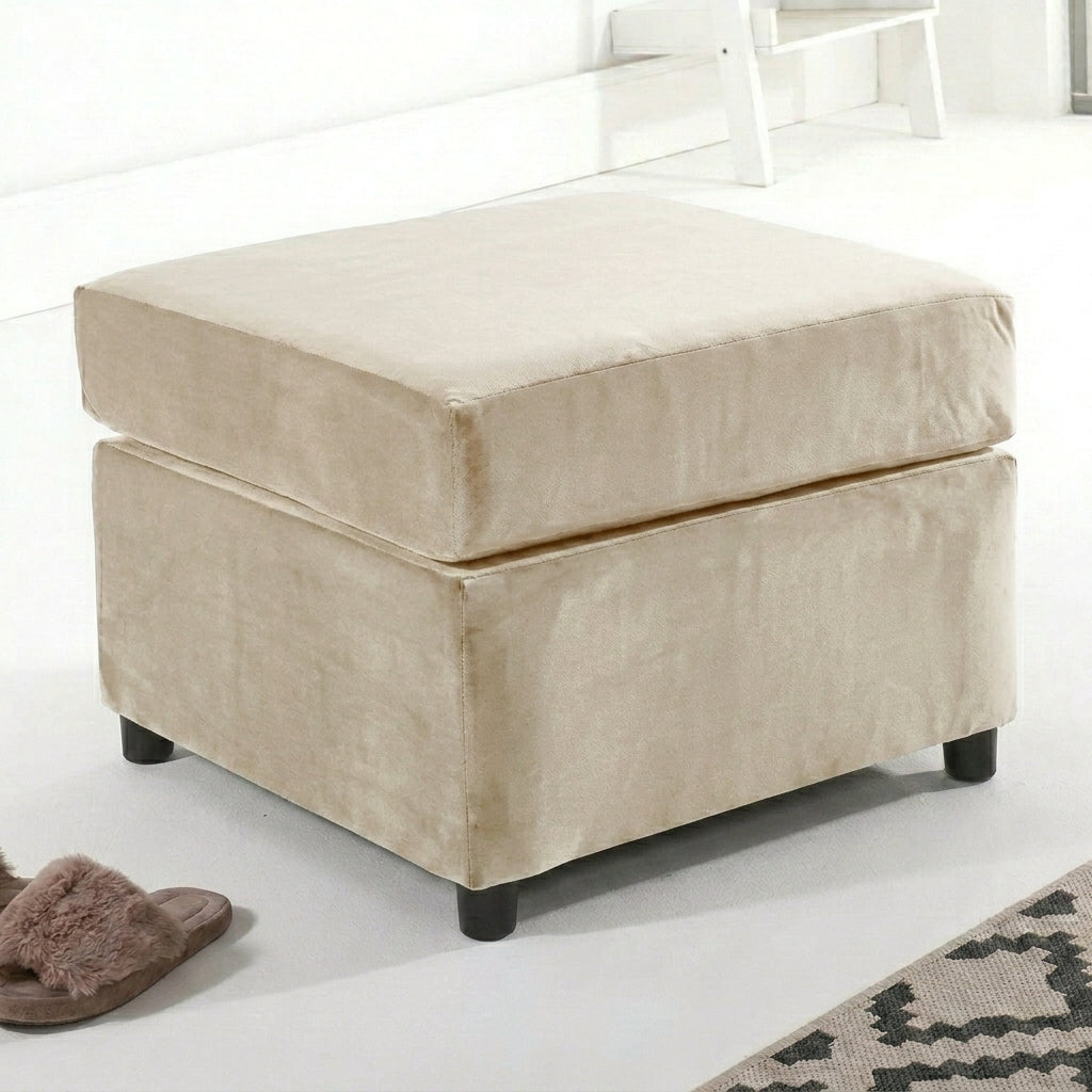 Dylan Plush Velvet L Shape 4 Seater Corner Sofa (Cream)