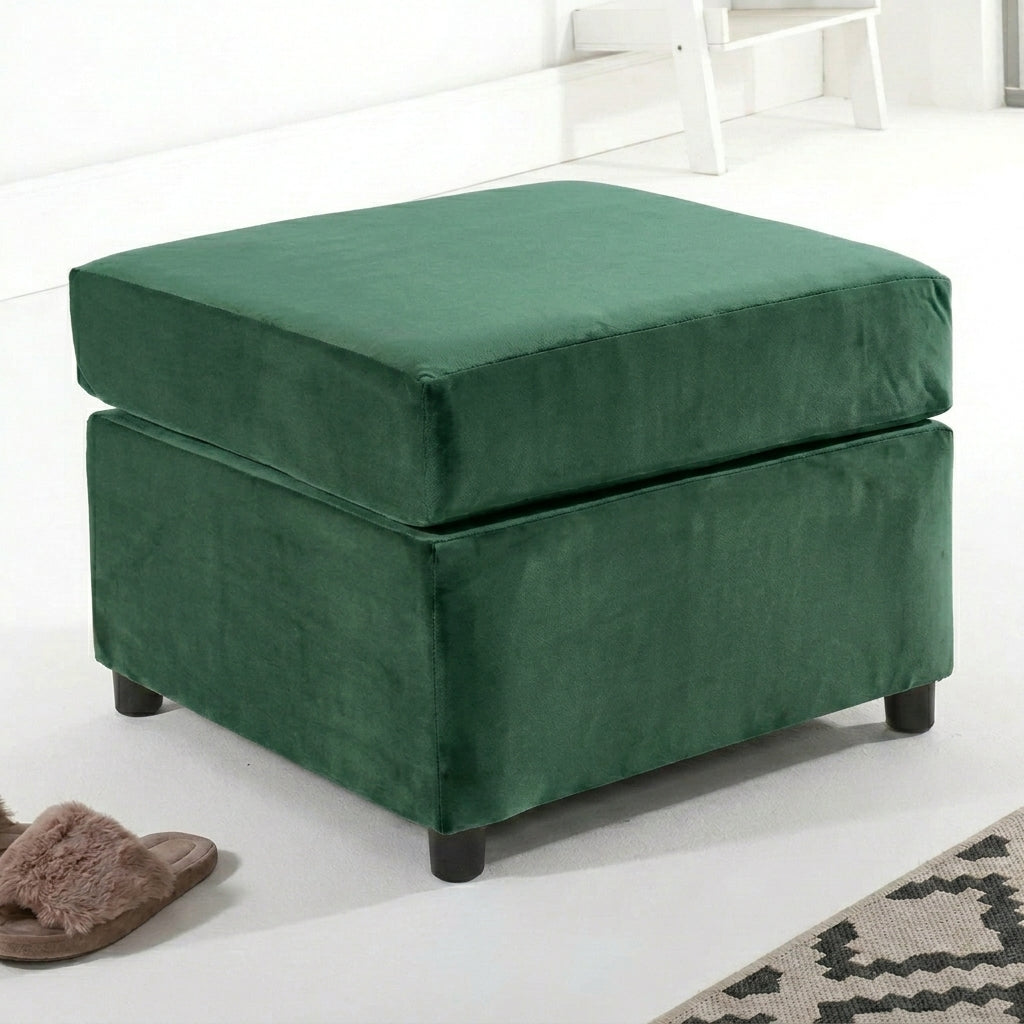 Dylan Plush Velvet L Shape 4 Seater Corner Sofa (Green)