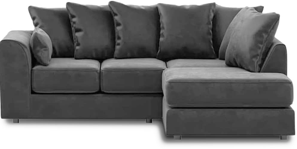 Dylan Plush Velvet L Shape 4 Seater Corner Sofa (Grey)
