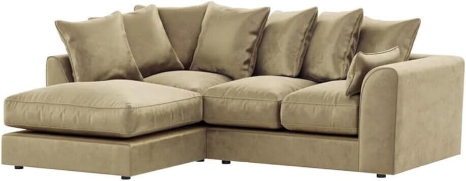 Dylan Plush Velvet L Shape 4 Seater Corner Sofa (Mink)