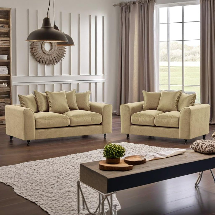 Dylan Plush Velvet L Shape 4 Seater Corner Sofa (Mink)