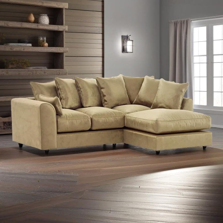 Dylan Plush Velvet L Shape 4 Seater Corner Sofa (Mink)