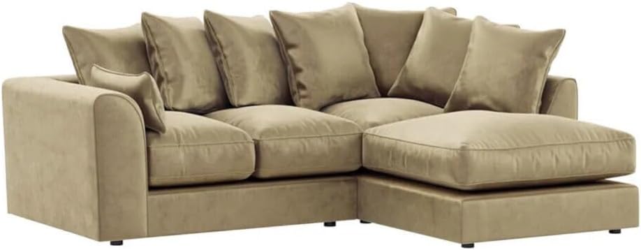 Dylan Plush Velvet L Shape 4 Seater Corner Sofa (Mink)