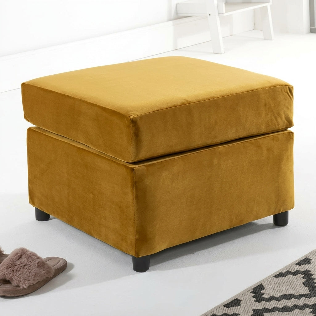 Dylan Plush Velvet L Shape 4 Seater Corner Sofa (Mustard)