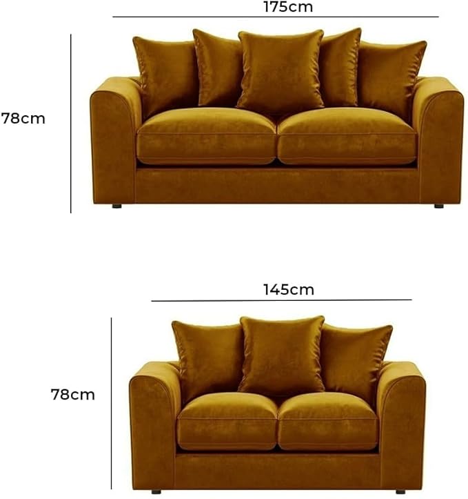 Dylan Plush Velvet L Shape 4 Seater Corner Sofa (Mustard)