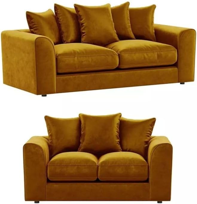 Dylan Plush Velvet L Shape 4 Seater Corner Sofa (Mustard)